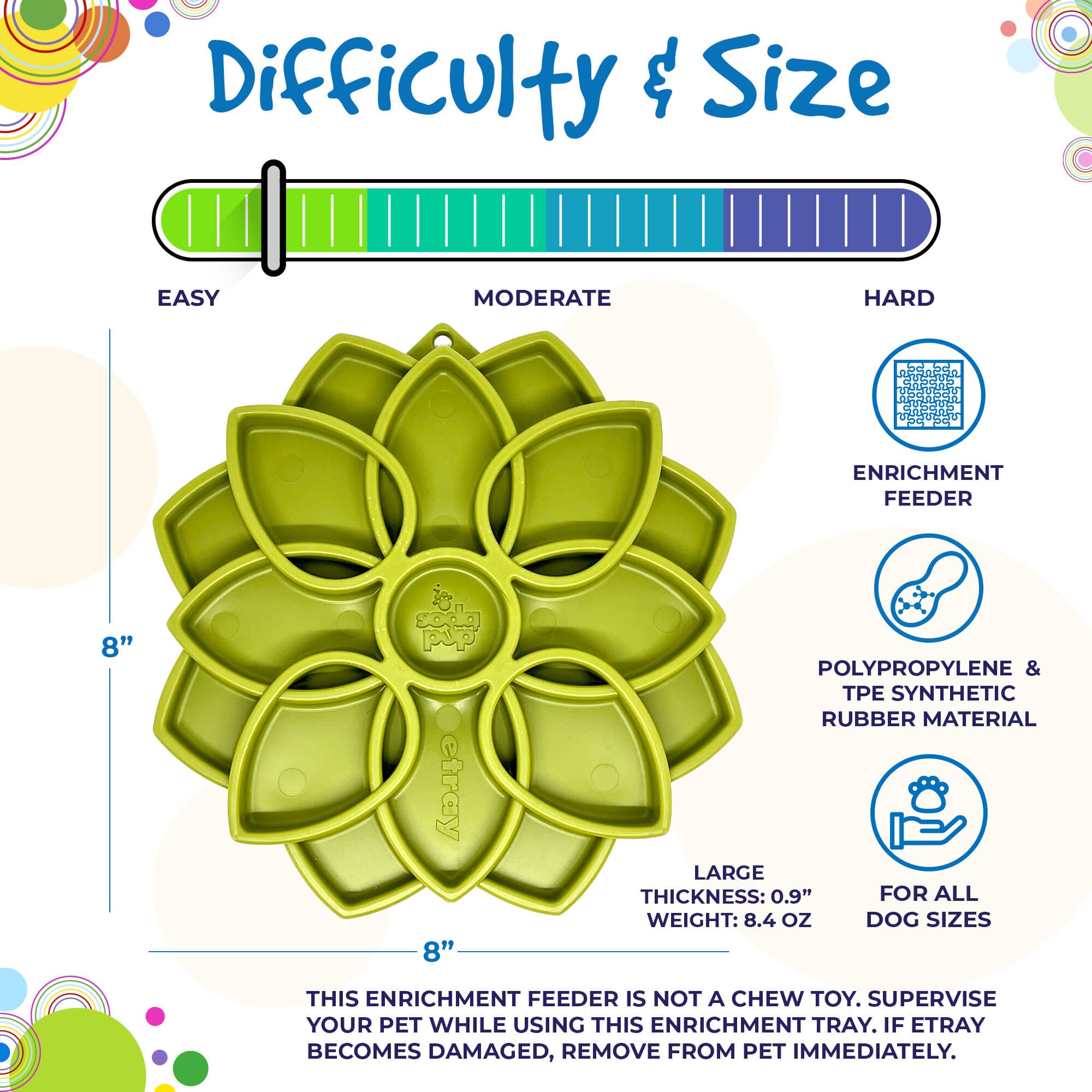Mandala eTray Shallow Slow Feeder Dog Bowl for Enrichment | USA Made