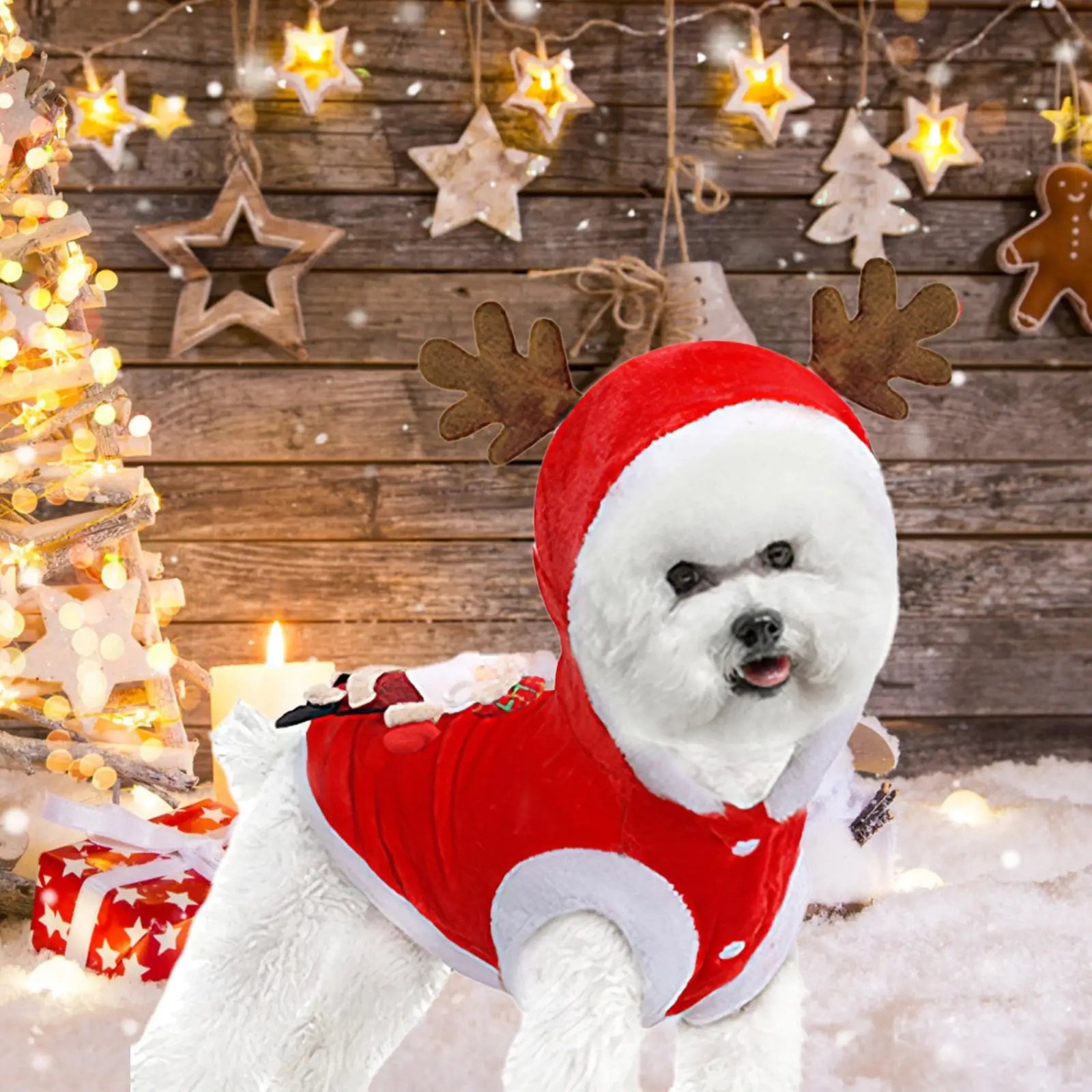 Christmas Pet Costume Santa Reindeer Winter Outfit
