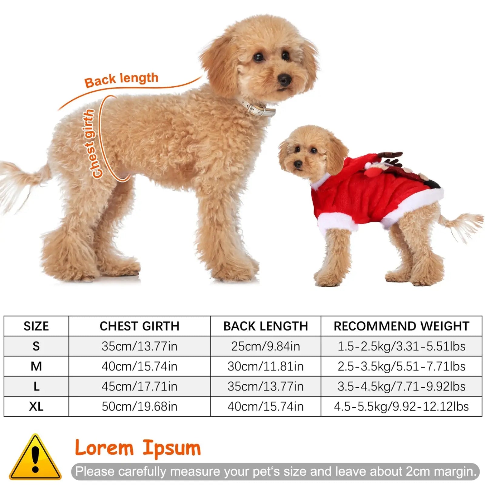 Christmas Pet Costume Santa Reindeer Winter Outfit